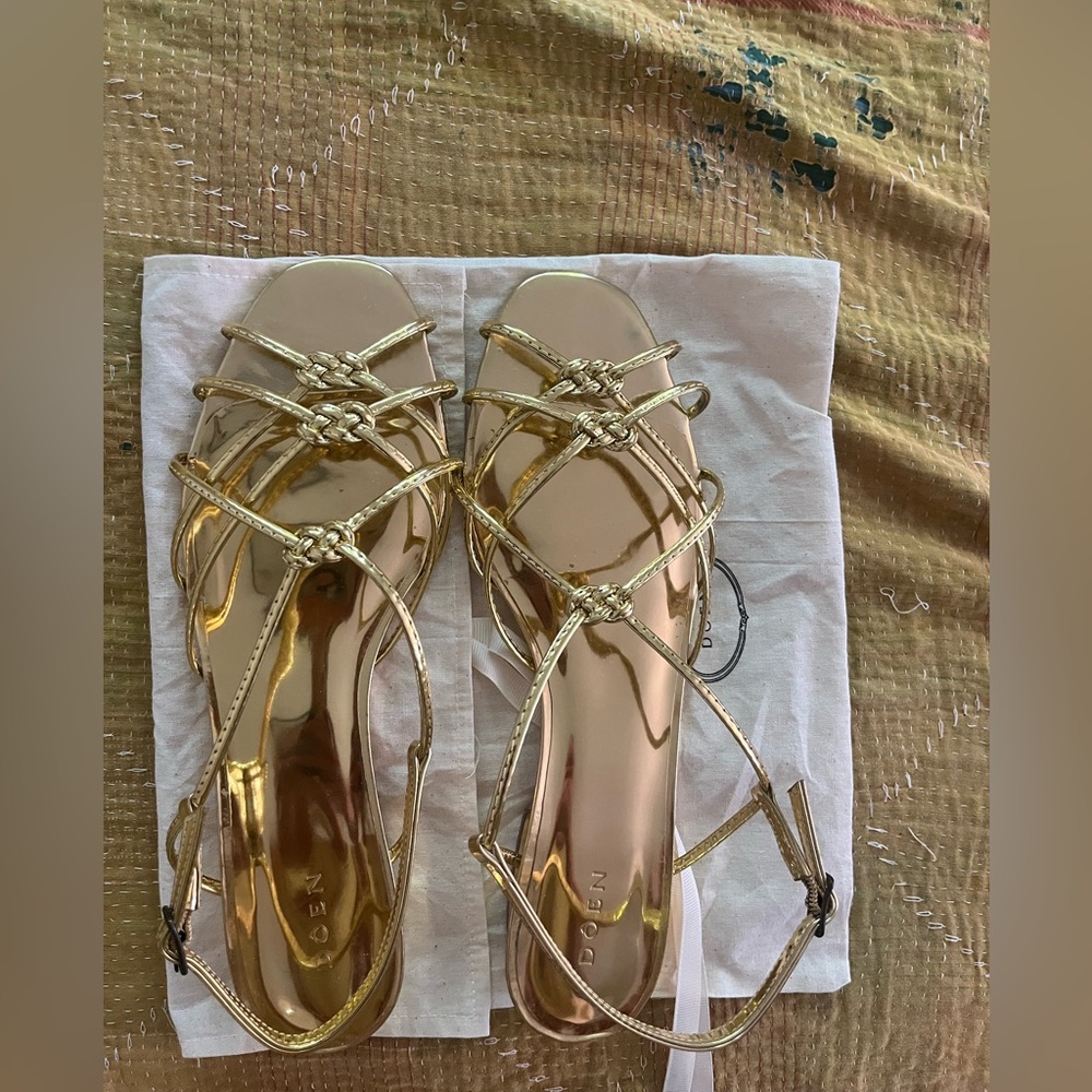 Doen Metallic Gold Strappy Heels